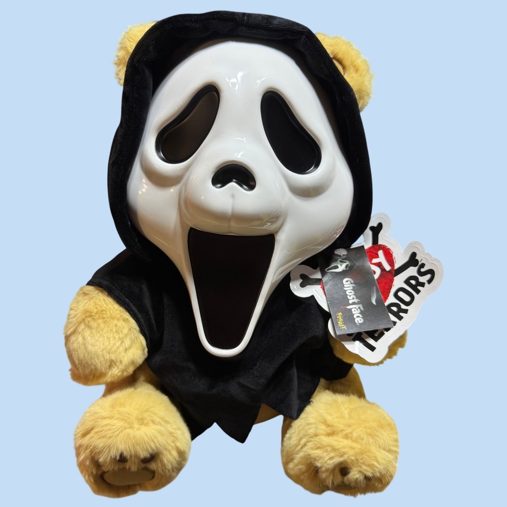 Spirit Halloween Teddy Terrors Ghost Face Scream Plush Toy Bear